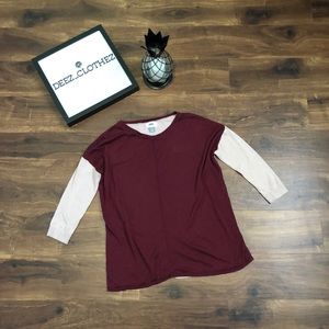 Color Block 3/4 Sleeve Shirt